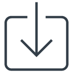 Square with arrow pointing through (Download icon). 