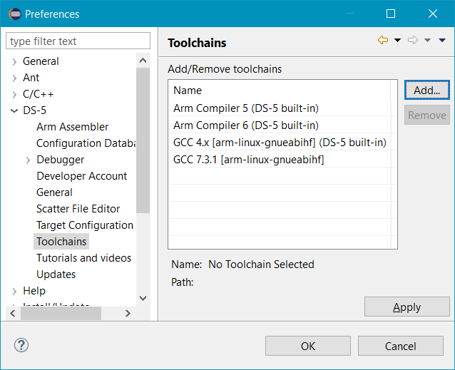 GCC 4.9.1 now appears in the list alongside the other toolchains