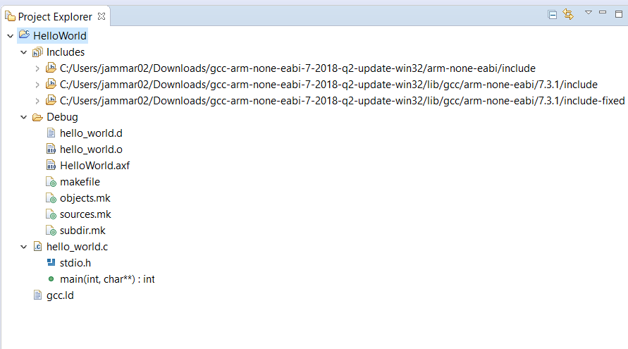 Debug Control view - Altera GCC configuration