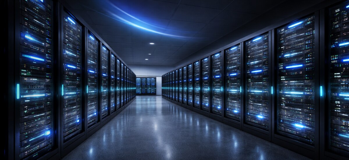 High-density server infrastructure supporting large-scale cloud AI computing.