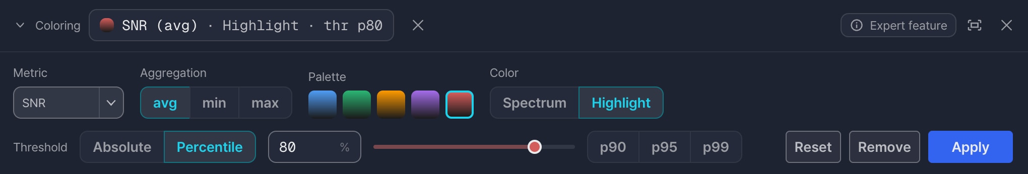 Coloring controller in the Analytics dock